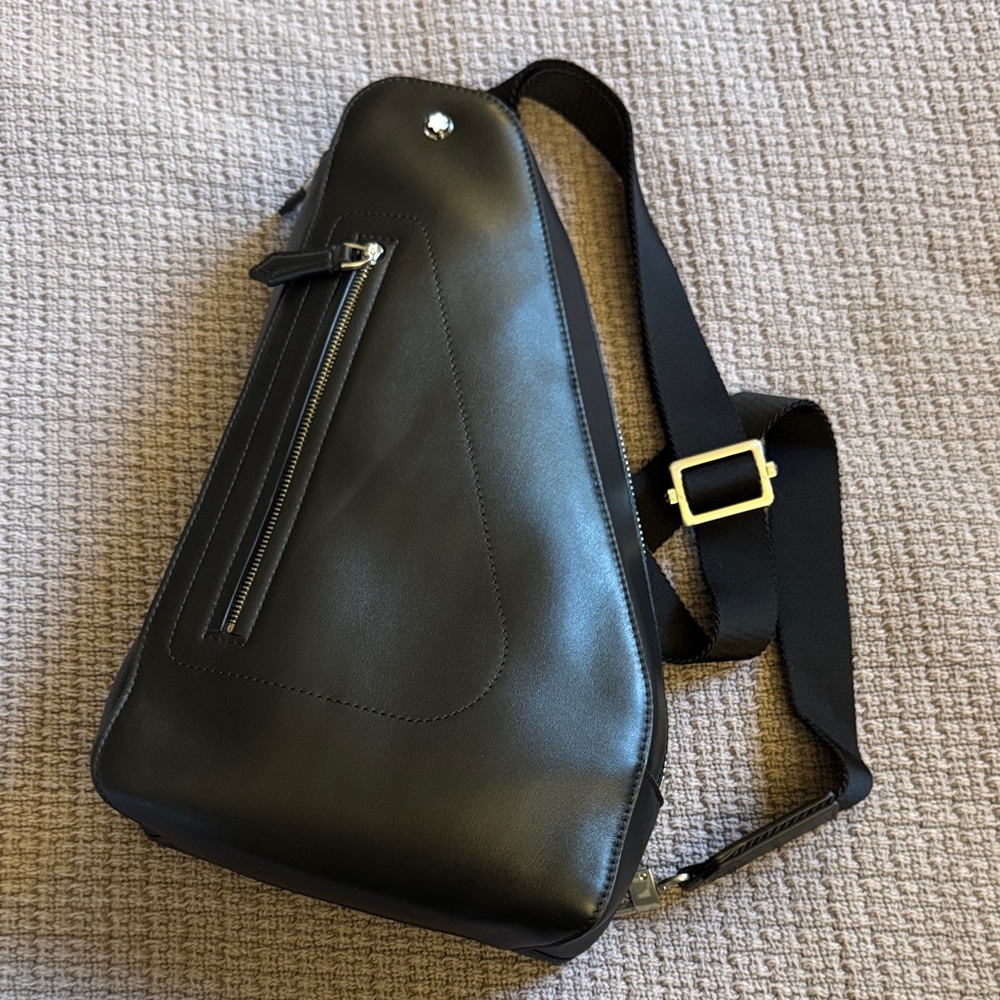 Montblanc Black Leather Sling Bag